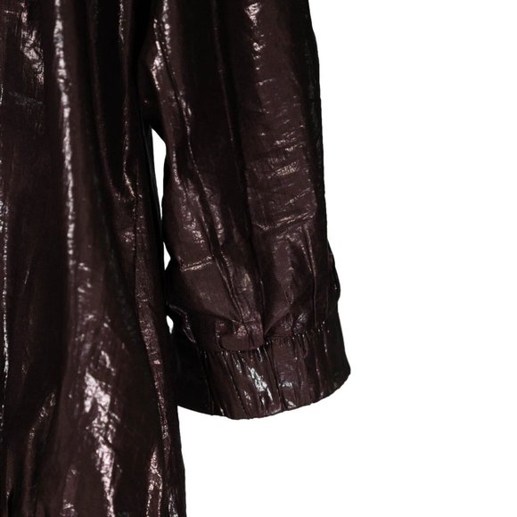 Chico's Women's Jacket Brown Waxed Full Zip Snap Button Hooded Bomber 1 US M/8 - Picture 12 of 12